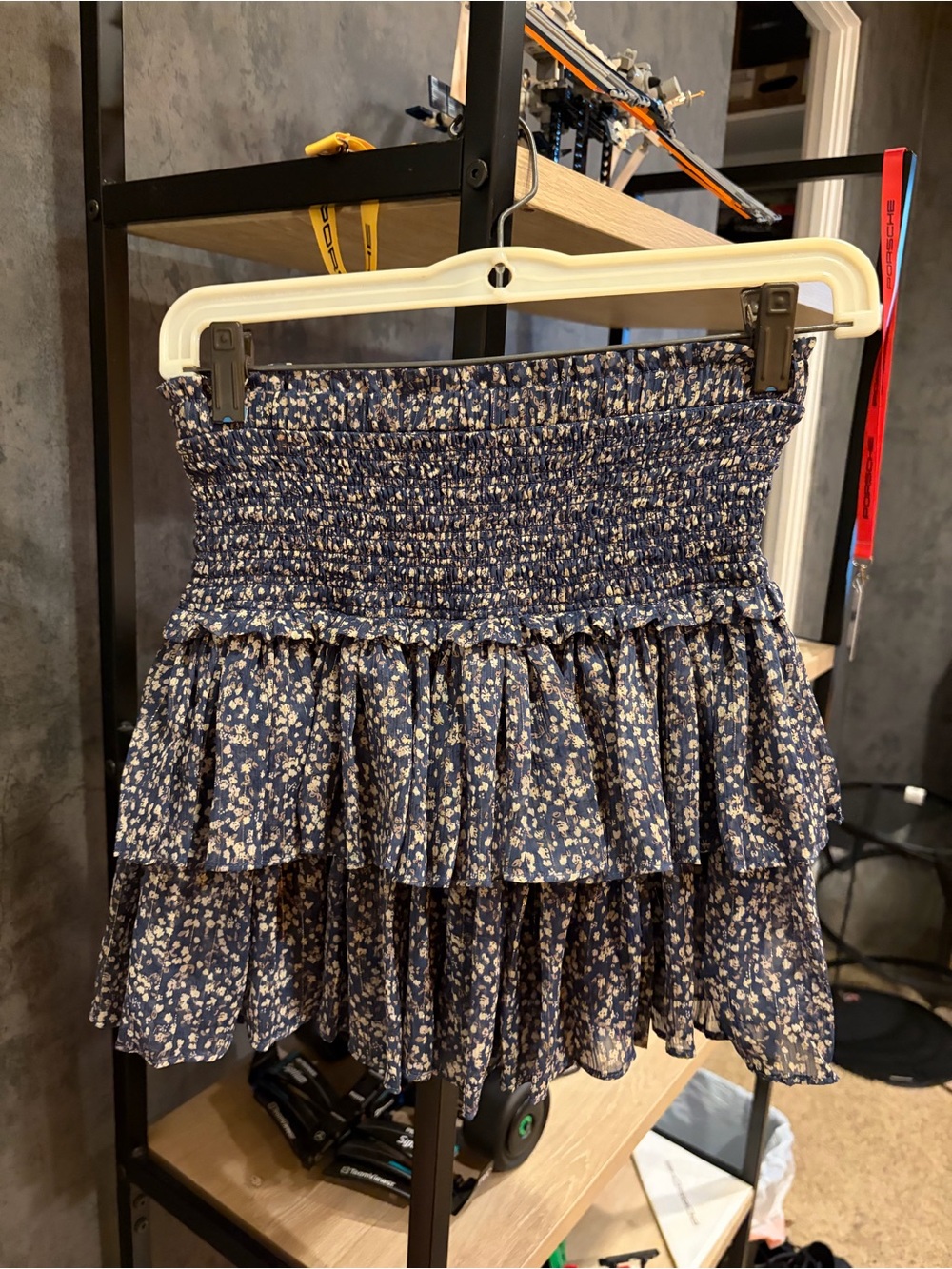 The Reset Blue Floral Smocked Tiered Mini Skirt - Picture 8 of 8